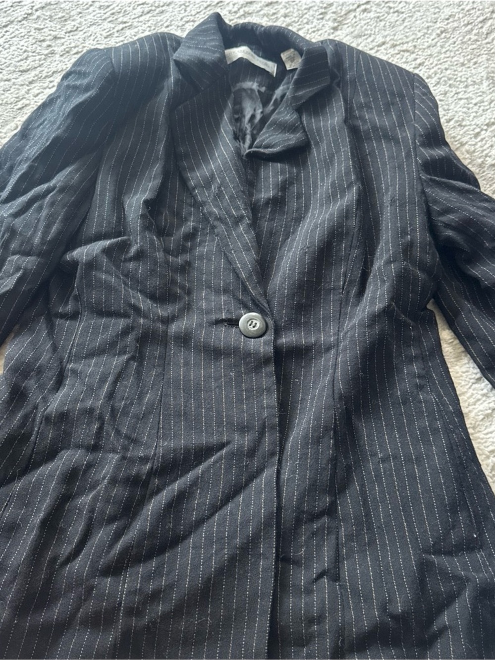 Valerie Stevens Black Pinstripe Single-Button Blazer